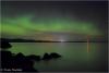 Northern lights moonrise over Wauswaugoning Bay by Travis Novitsky